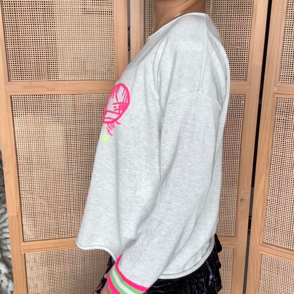 Lisa Todd pink tennis sweater overserved embroidery crewneck size medium - Picture 2 of 6